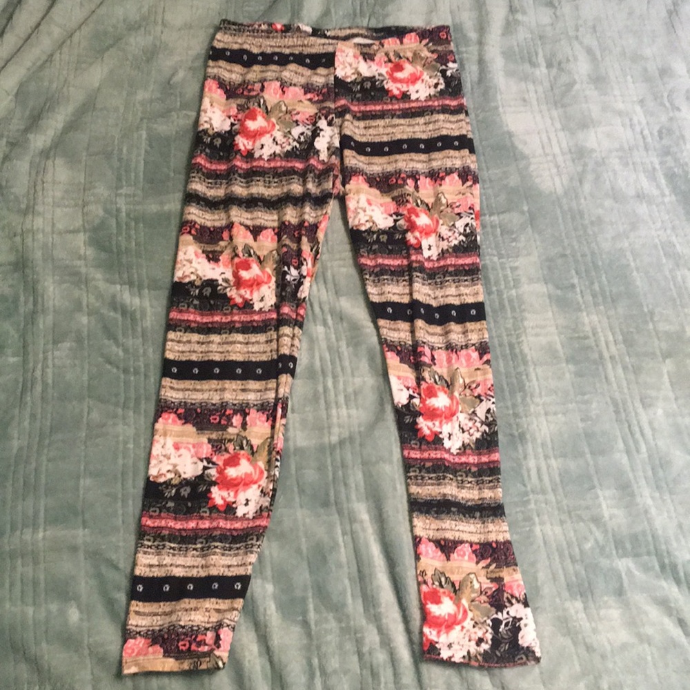 Floral and tribal print leggings